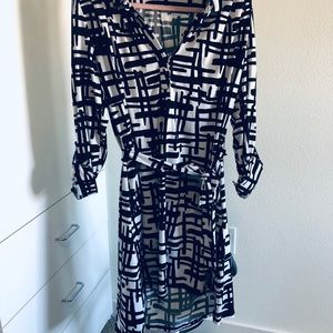 INC belted shirt dress with 3/4 sleeve